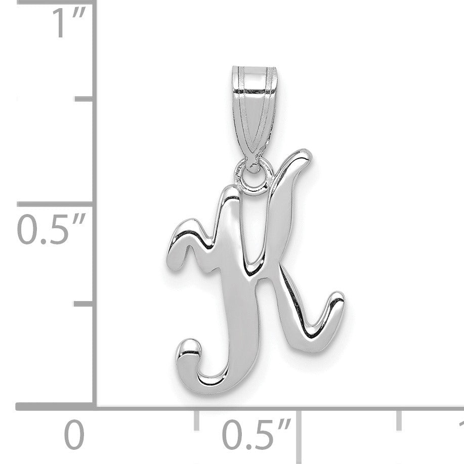 14KW White Gold Script Letter K Initial Pendant