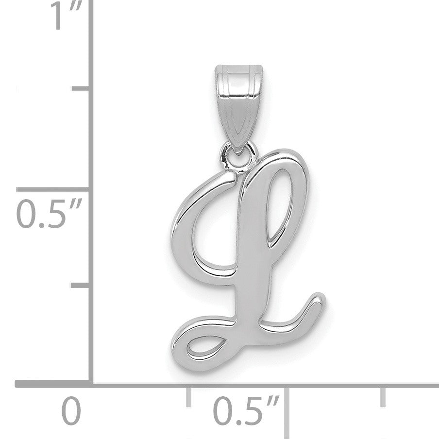 14KW White Gold Script Letter L Initial Pendant