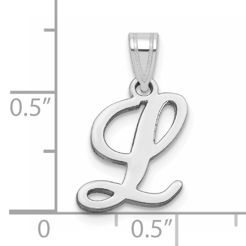 14KW White Gold Script Letter L Initial Pendant
