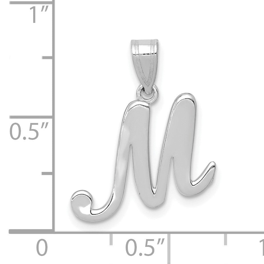 14KW White Gold Script Letter M Initial Pendant