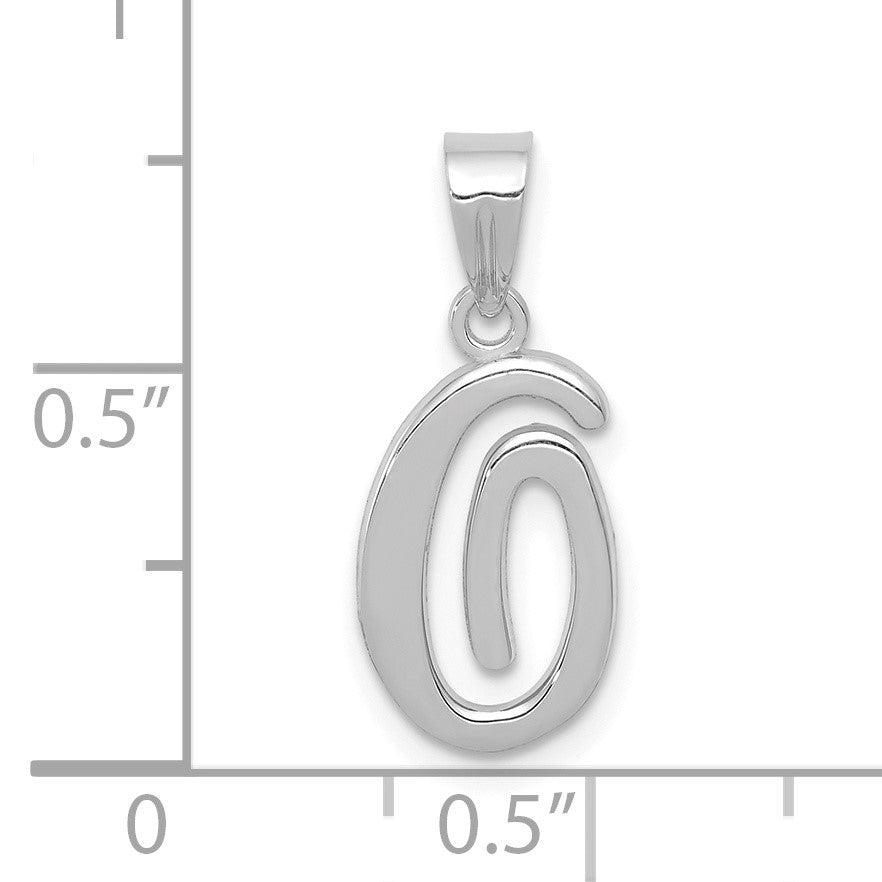 14KW White Gold Script Letter O Initial Pendant