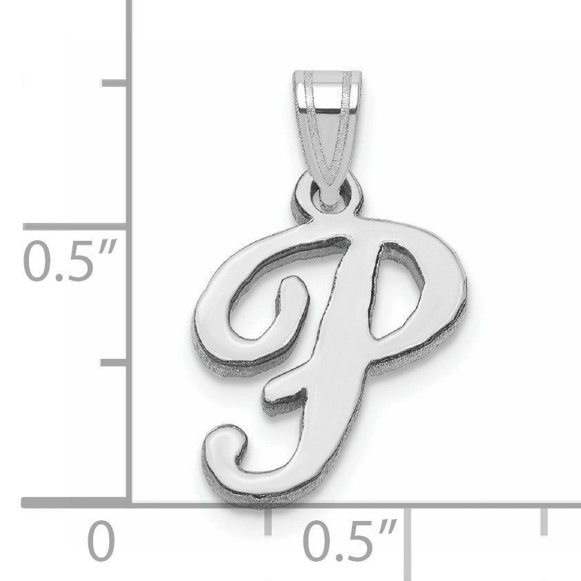 14KW White Gold Script Letter P Initial Pendant