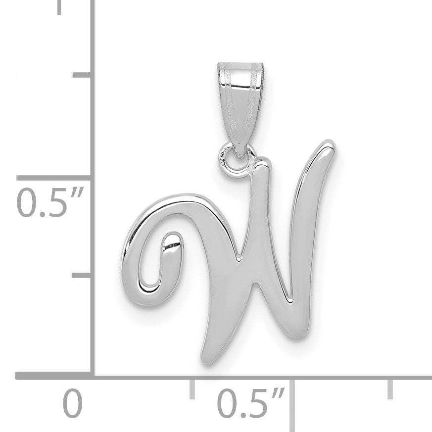 14KW White Gold Script Letter W Initial Pendant