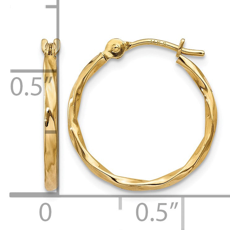 14k Twist Hoop Earrings