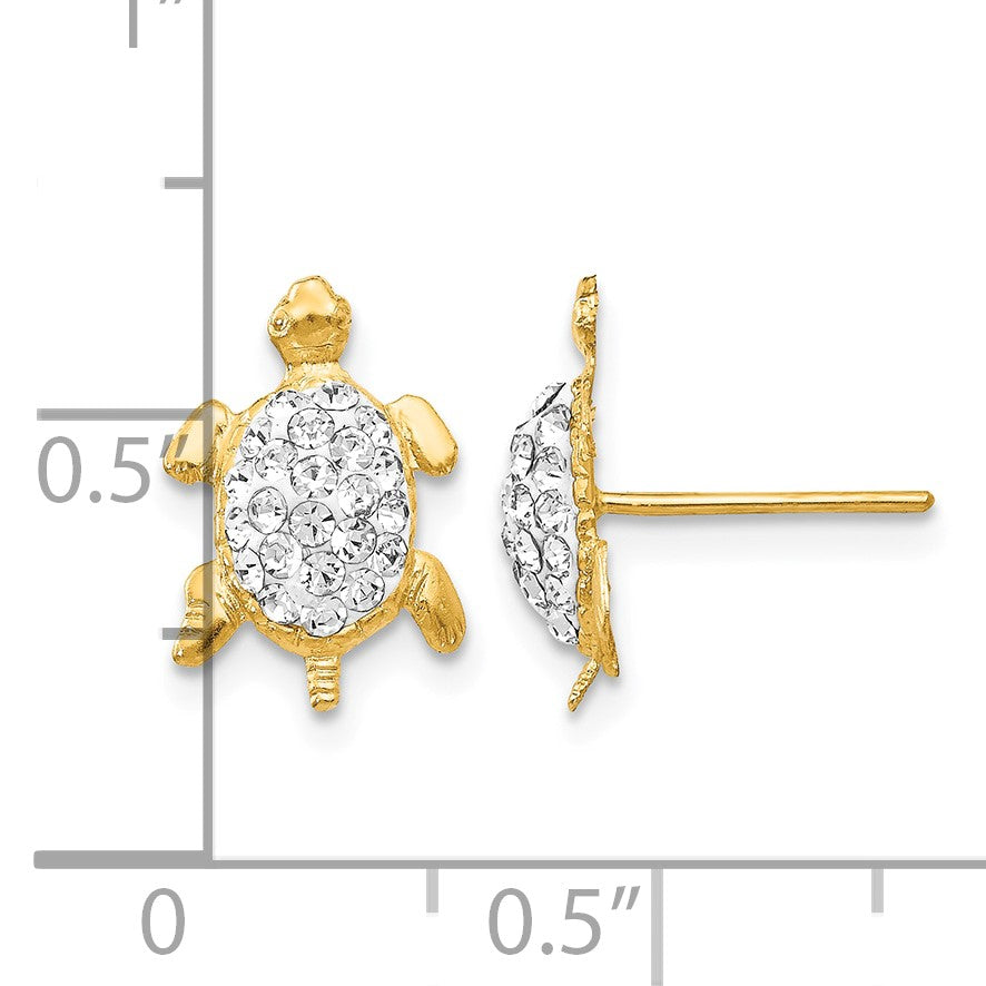 14k White Crystal Turtle Post Earrings