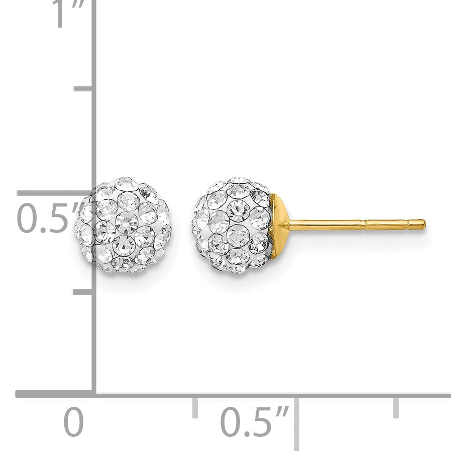 14K 6mm Clear Crystal Round Ball Post Earrings