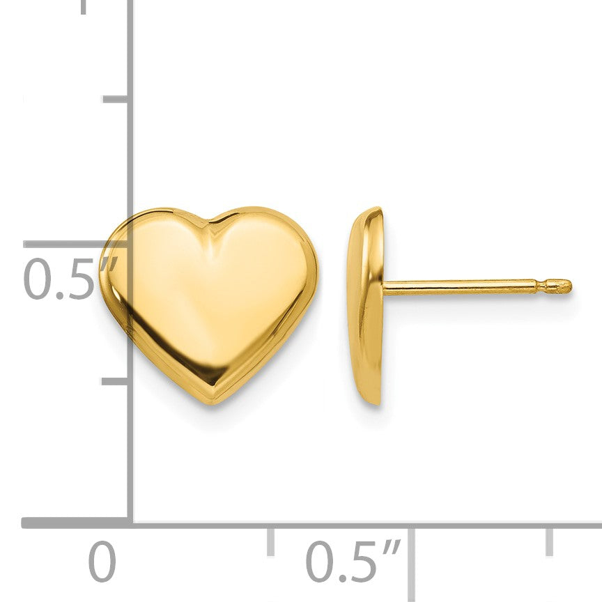 14k 10mm Polished Heart Post Earrings