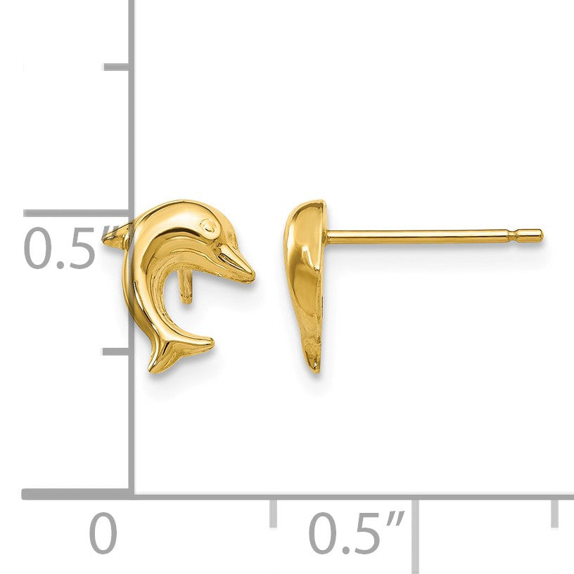 14k Small Dolphin Post Earrings