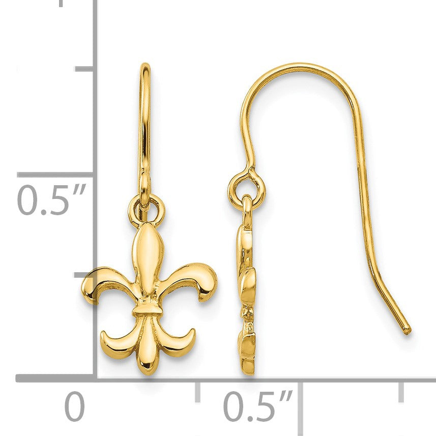 14k Fleur de lis Dangle French Hook Earrings