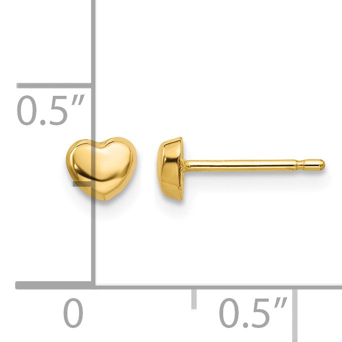 14k Polished Heart Post Earrings