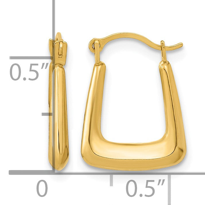 14k 2.5x15mm Polished Hollow Fancy Hoop Earrings