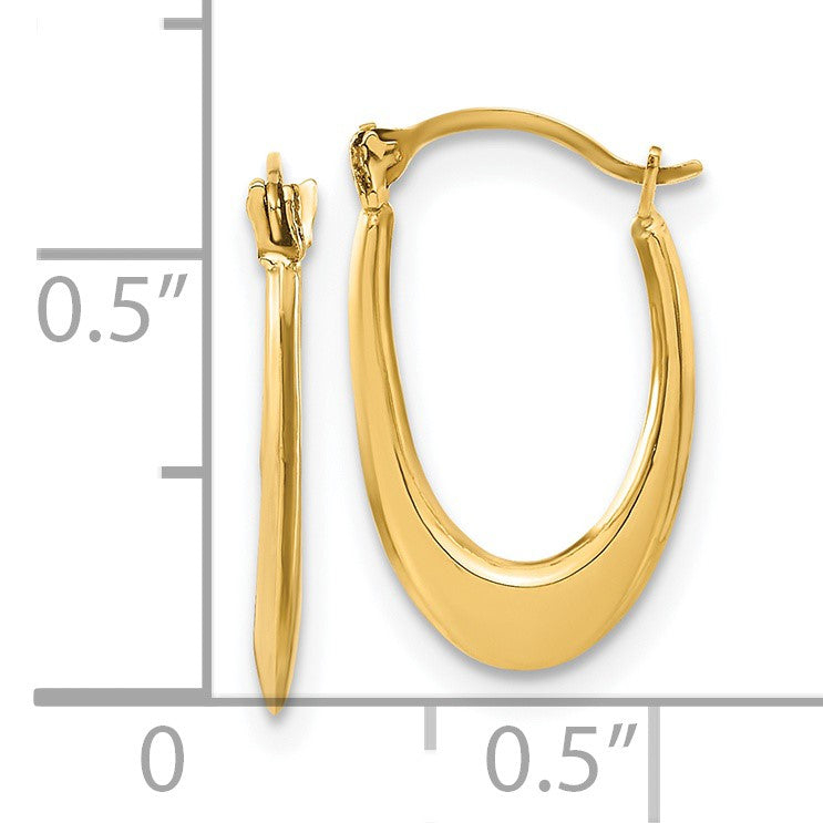 14k 2x16mm Polished Hollow U-Shaped Hoop Earrings