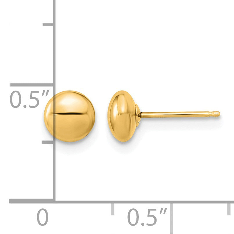 14k 5mm Polished Puffed Round Button Post Earrings