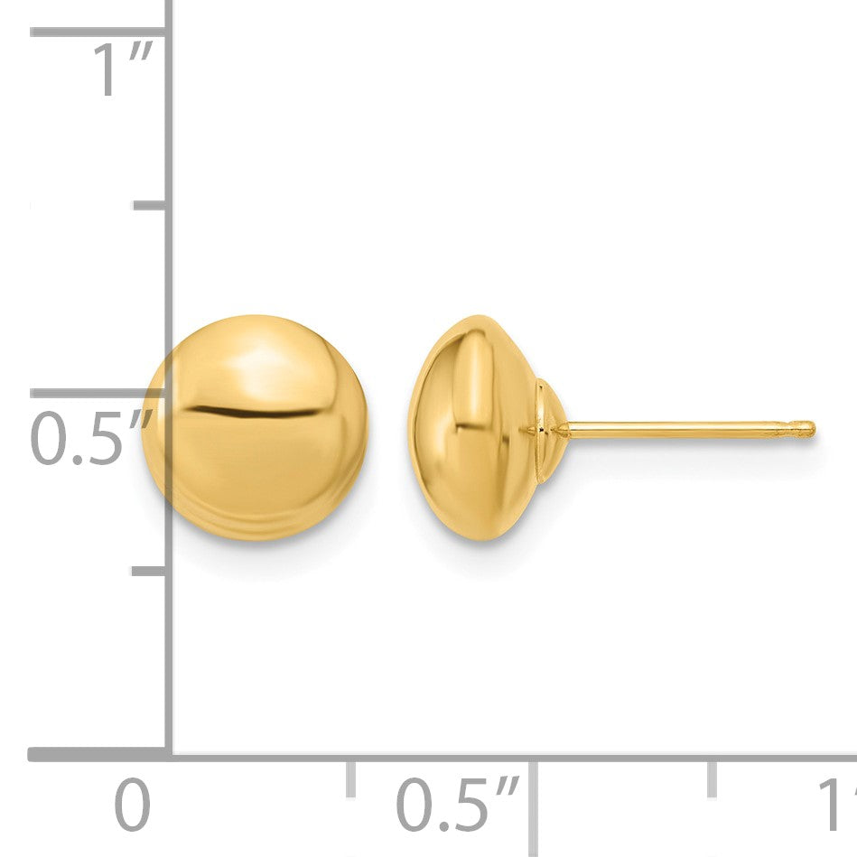 14k 8mm Polished Puffed Round Button Post Earrings
