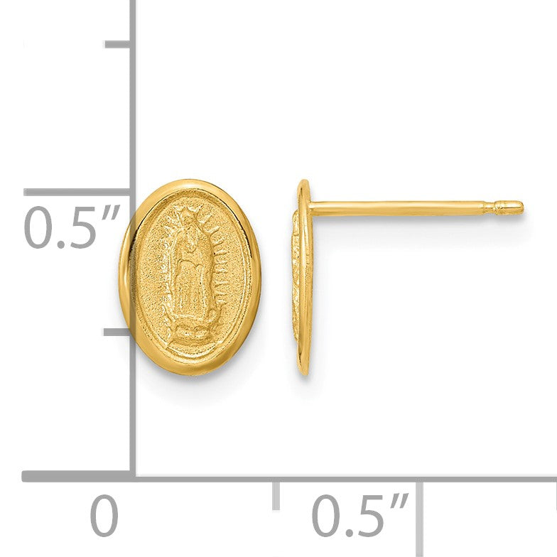 14k Polished Small Our Lady of Guadalupe Post Earrings