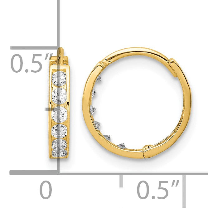 14K CZ Hinged Hoop Earrings