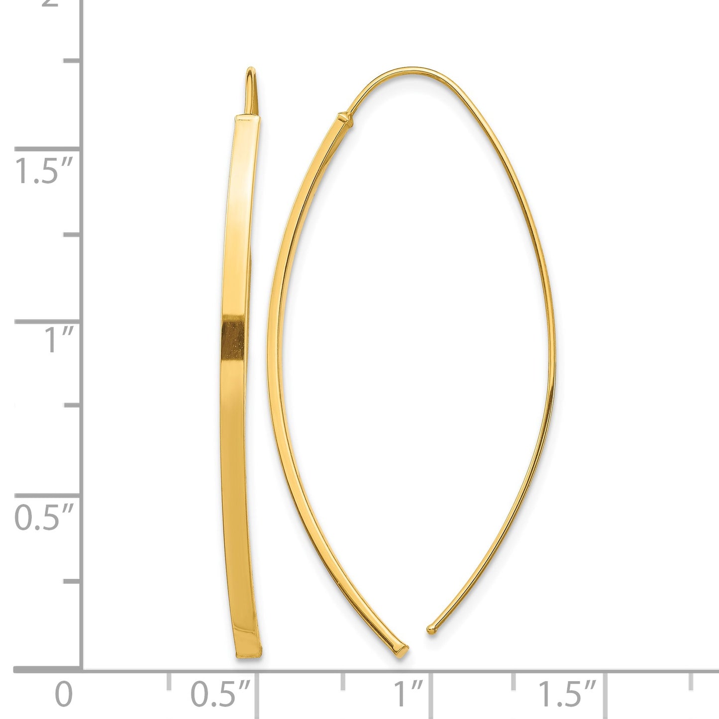 14K Polished Bar Dangle Threader Earrings