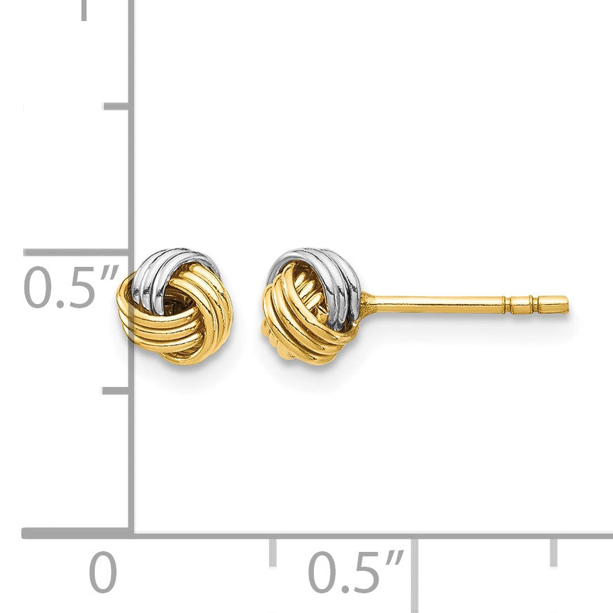14K and White Rhodium 5mm Polished Love Knot Post Earrings