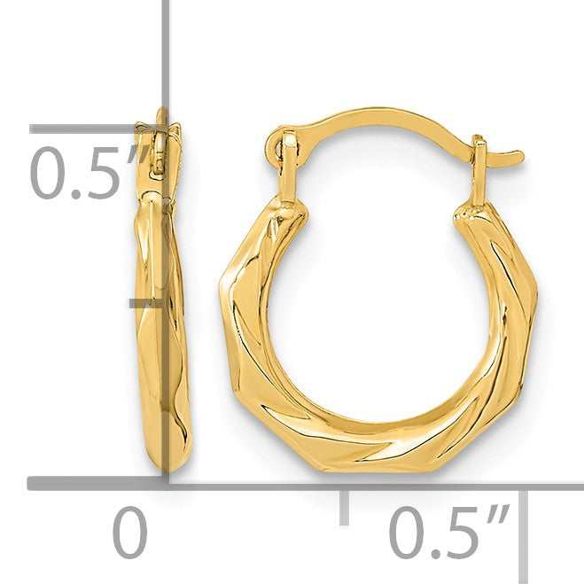 14K Polished Twist Hoop Earrings