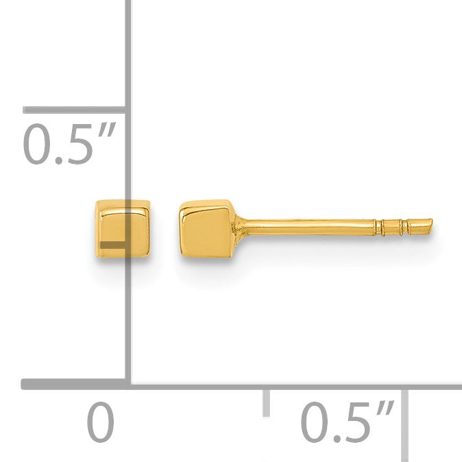 14K Polished 2.5mm Cube Post Earrings