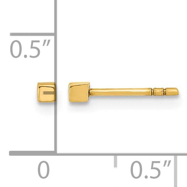 14K Polished 2mm Cube Post Earrings