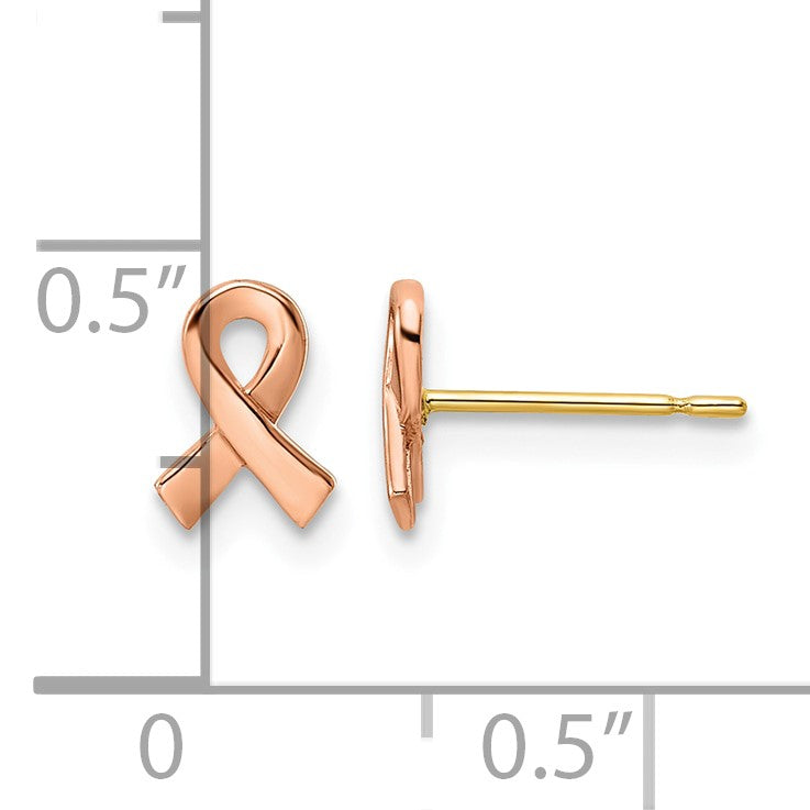 14k Two-tone Rose and Yellow 5x7mm Awareness Ribbon Post Earrings