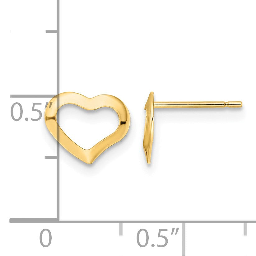 14K Polished Open Heart Post Earrings