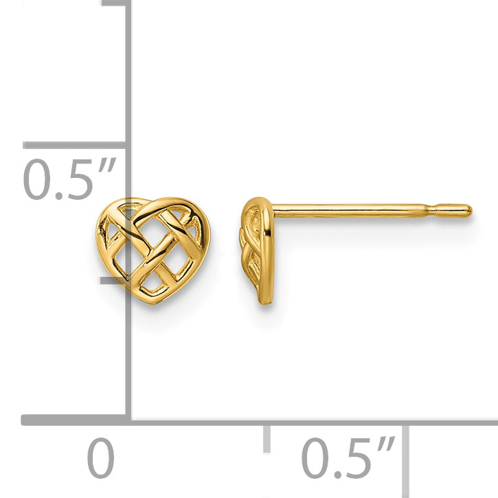 14k Polished Woven Heart Post Earrings