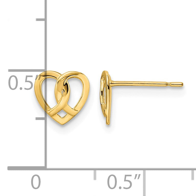 14k Polished Twisted Heart Post Earrings