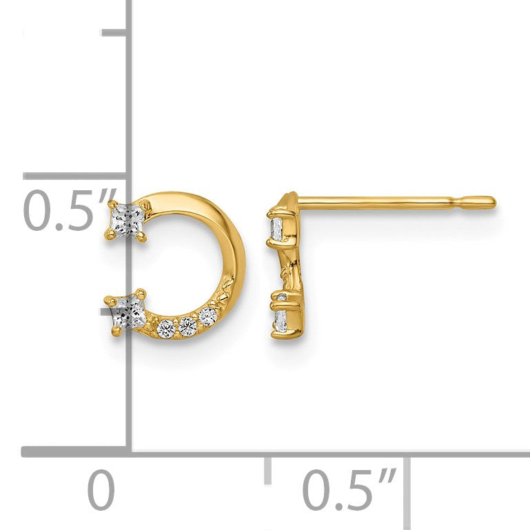 14k CZ Horseshoe Post Earrings