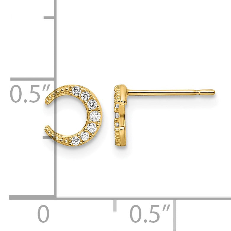 14k CZ Moon Post Earrings