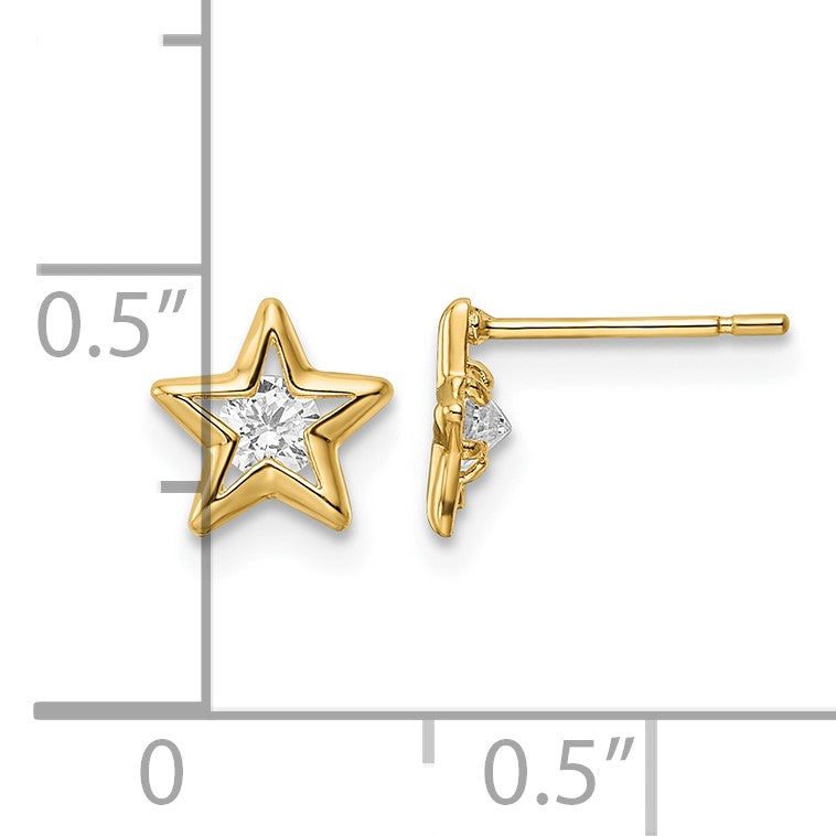 14k CZ Star Post Earrings