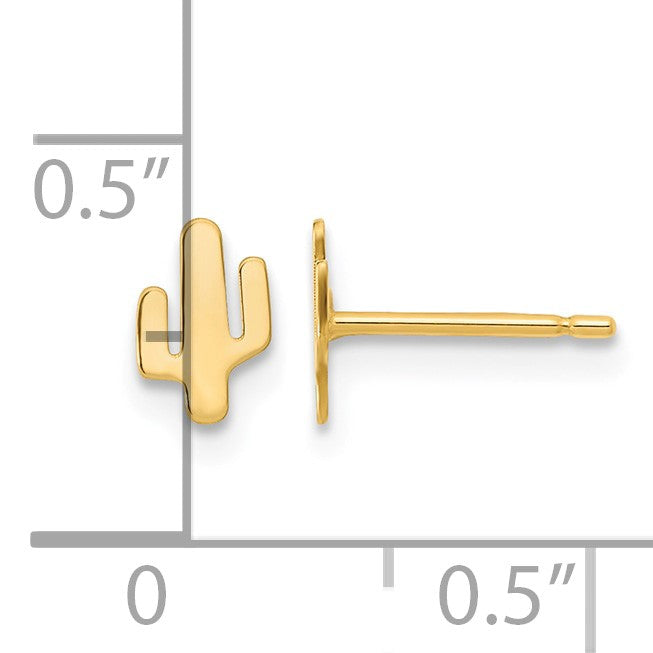 14K Polished Small Cactus Post Earrings
