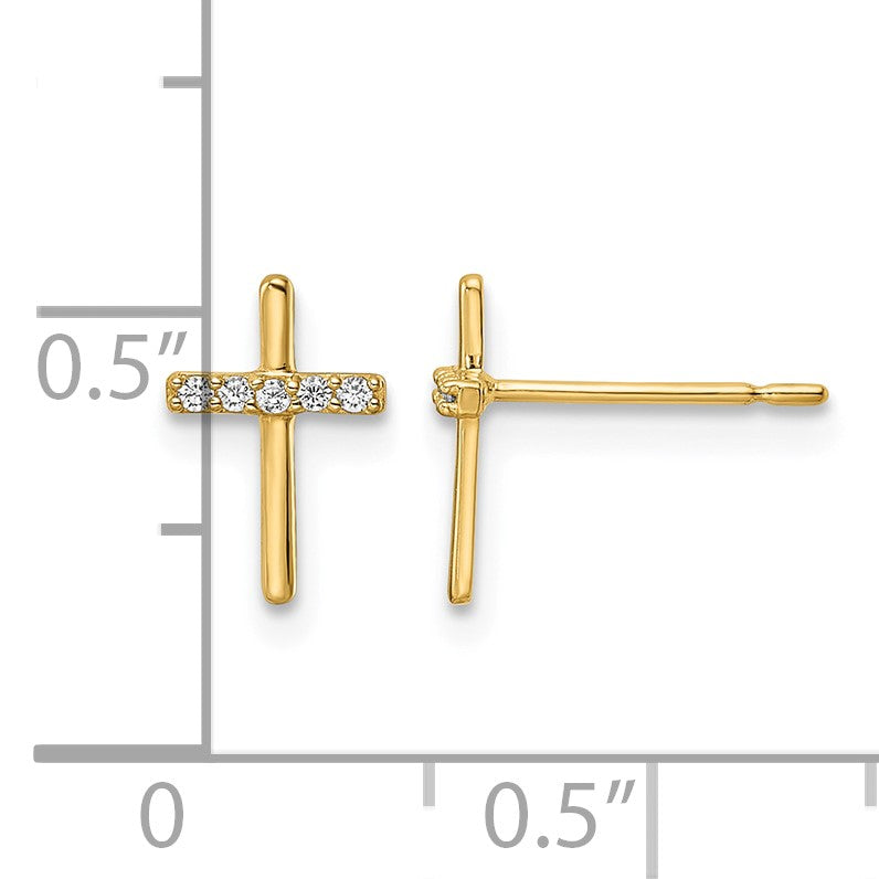 14k CZ Cross Post Earrings