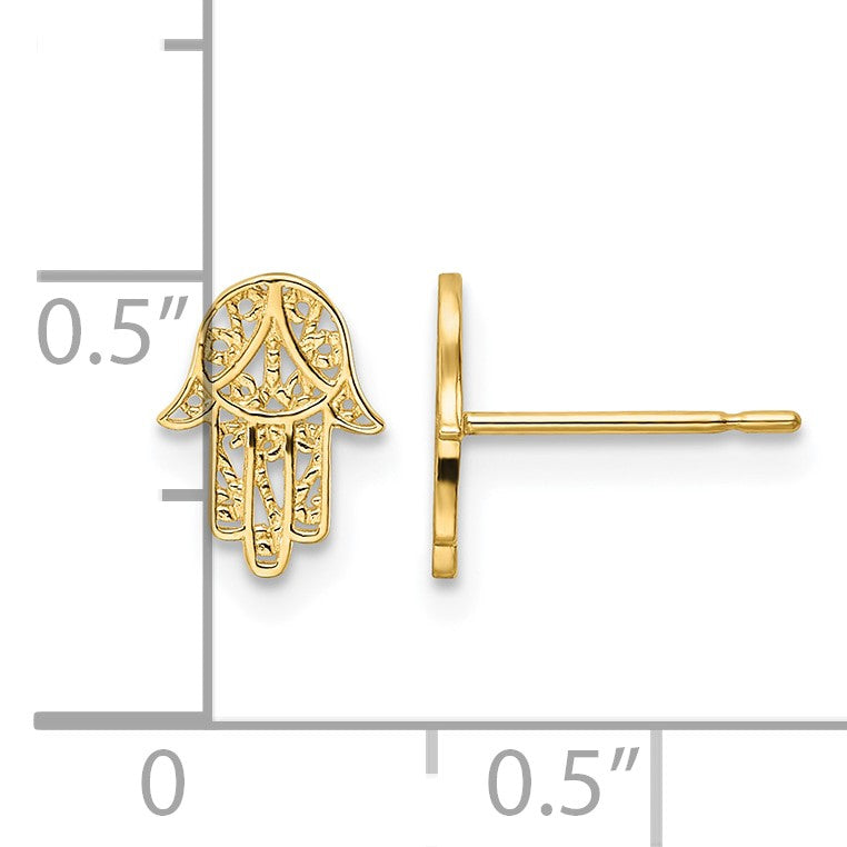14k Small Hamsa Post Earrings