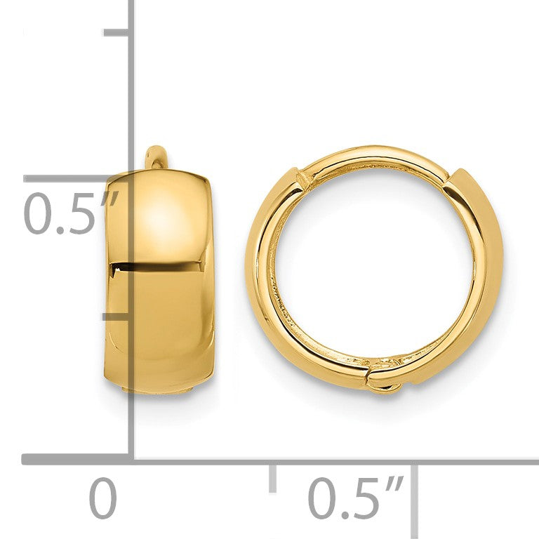 14k Polished 5mm Hinged Huggie Hoop Earrings