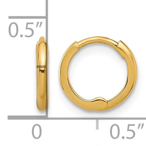14k Polished 1.45x10mm Hinged Huggie Hoop Earrings