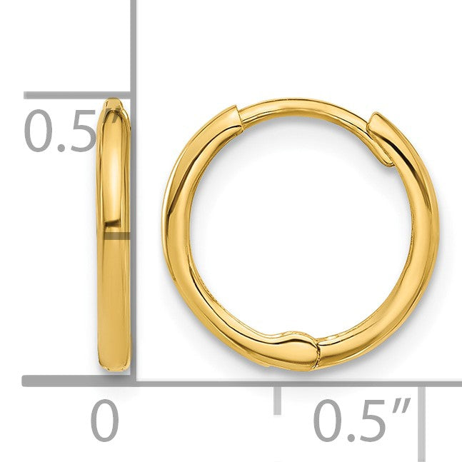 14k Polished 1.45x13mm Hinged Huggie Hoop Earrings