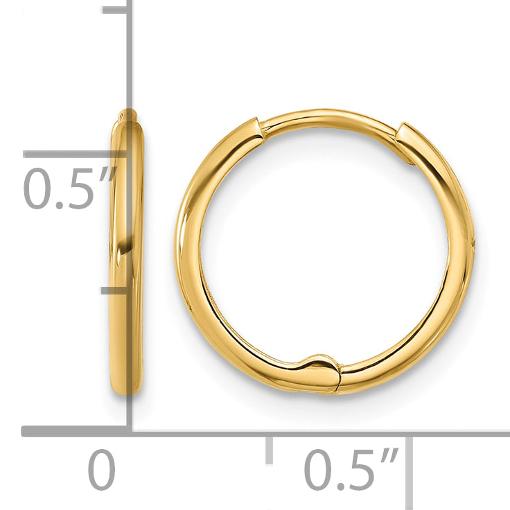 14k Polished 1.45x14mm Hinged Huggie Hoop Earrings