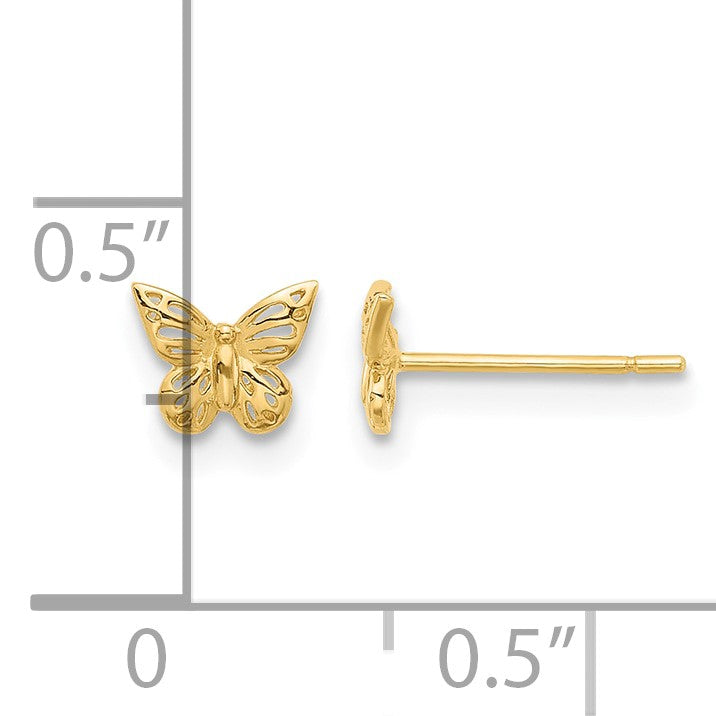 14K Polished Small Butterfly Post Earrings