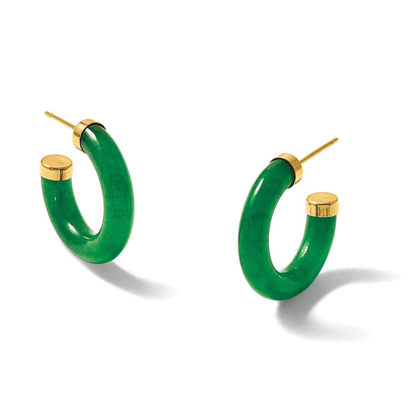 14K Polished 3.8mm Jade Post C-Hoop Earrings
