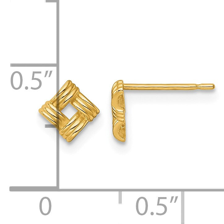 14k Polished Woven Square Post Earrings