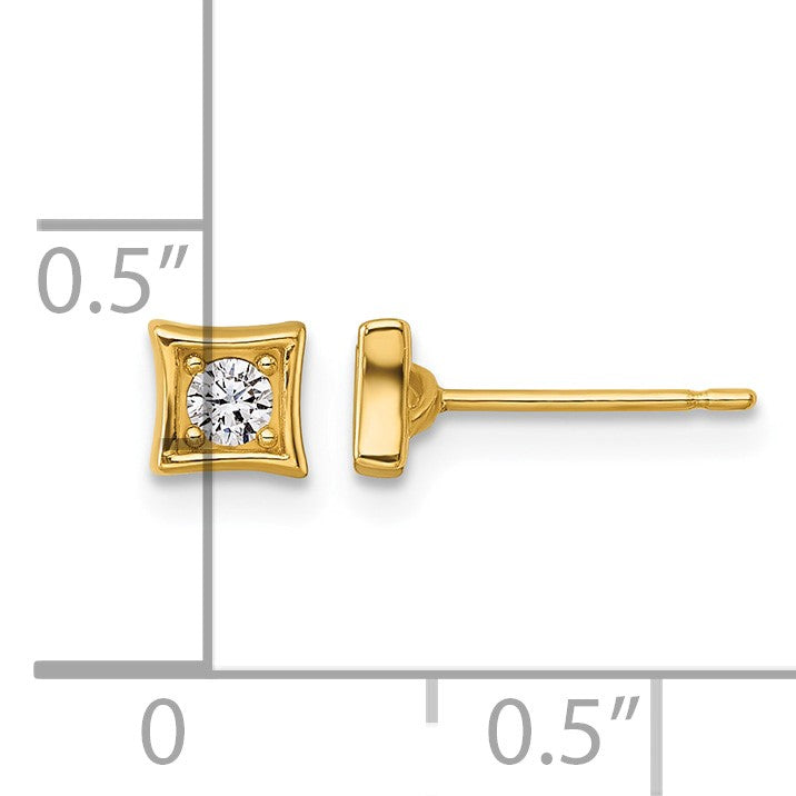 14k Polished Round CZ Square Post Earrings