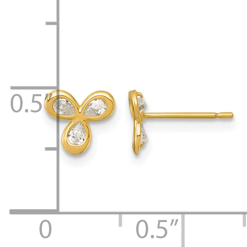 14k Polished Triple CZ 7mm Post Earrings