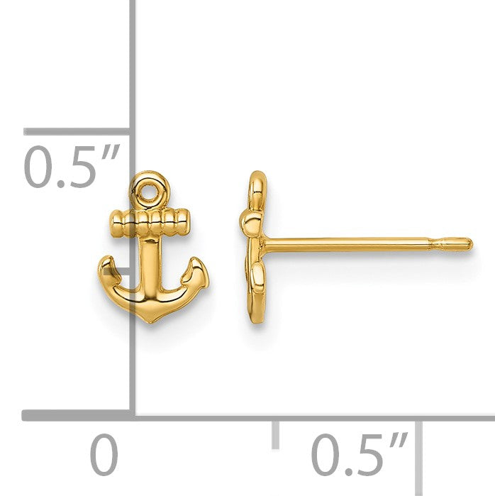 14k Polished Mini Anchor Post Earrings