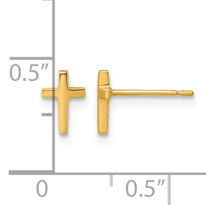 14k Polished Mini Latin Cross Post Earrings