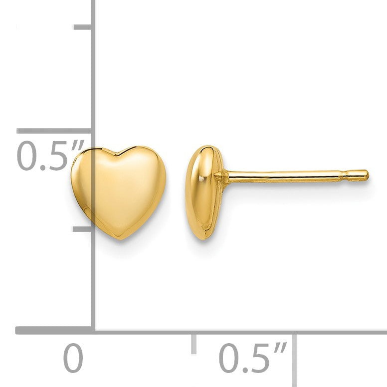 14K 6mm Polished Heart Post Stud Earrings