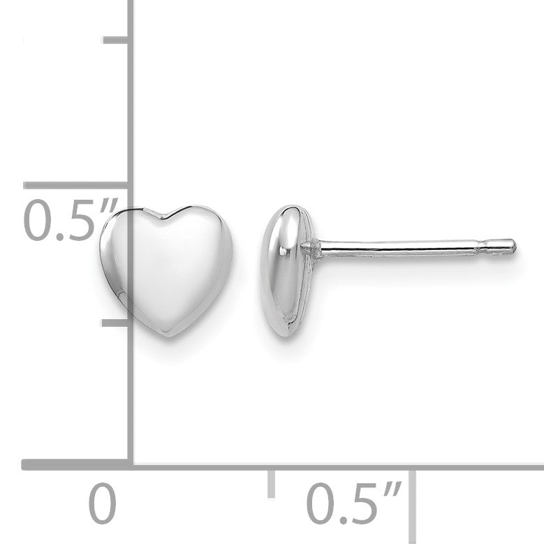14k White Gold 6mm Heart Post Stud Earrings