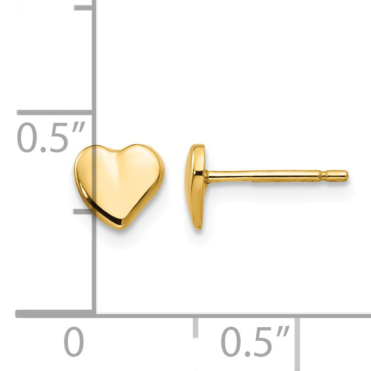 14K Polished Heart Post Earrings