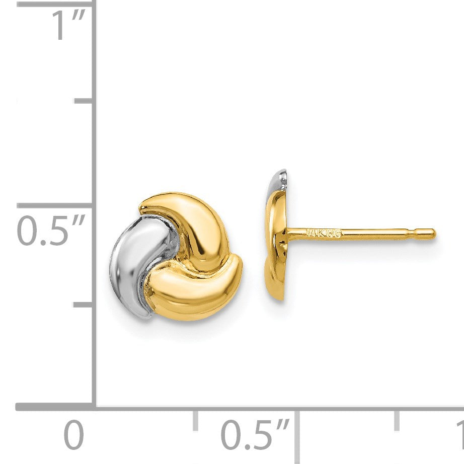 14k and White Rhodium Polished Fancy Trinity Knot Post Earrings